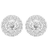 18KT WG 0.40CTW Diamond Sapphire Centre Earrings/