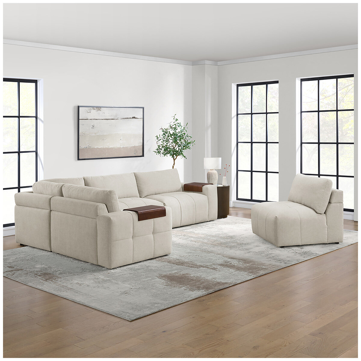 Aiden & Ivy Fabric Stationary Modular Sectional 6 Piece