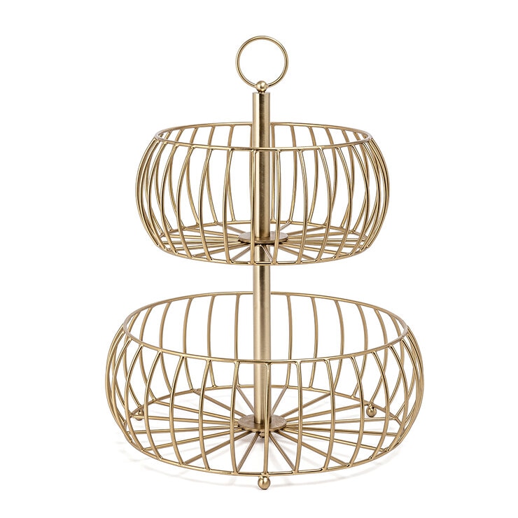 over and back Golden Fruit Basket 2-Tier