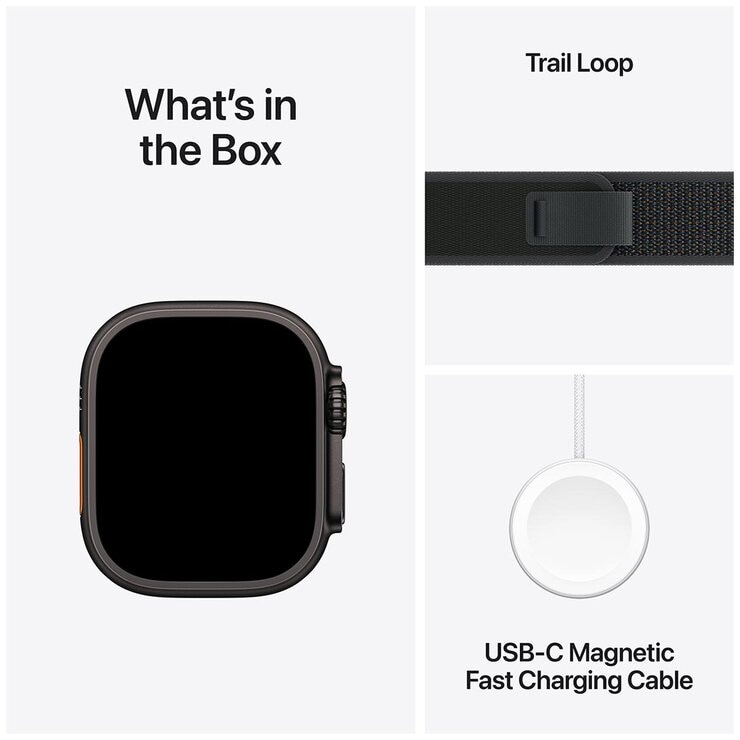 Apple Watch Ultra 2 GPS + Cellular 49mm Black Titanium Case With Black Trail Loop S/M Apple Watch Ultra 2 GPS + Cellular 49mm Black Titanium Case With Black Trail Loop S/M