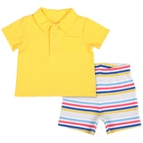 Peanut Shell 2pc Baby Set - Yellow Top/Striped Shorts