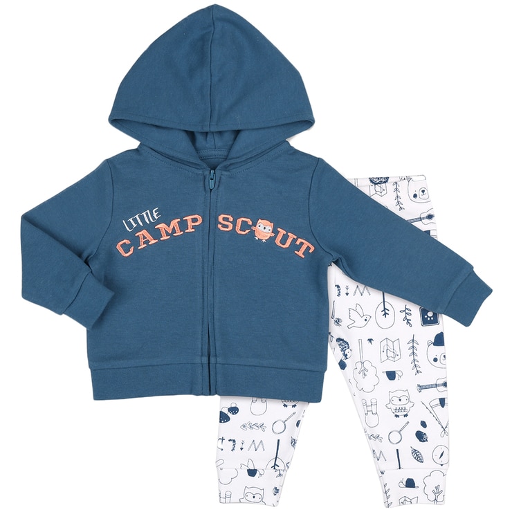 Peanut Shell 2pc Baby Set - Navy Hood/Print Pants Peanut Shell 2pc Baby Set - Navy Hood/Print Pants
