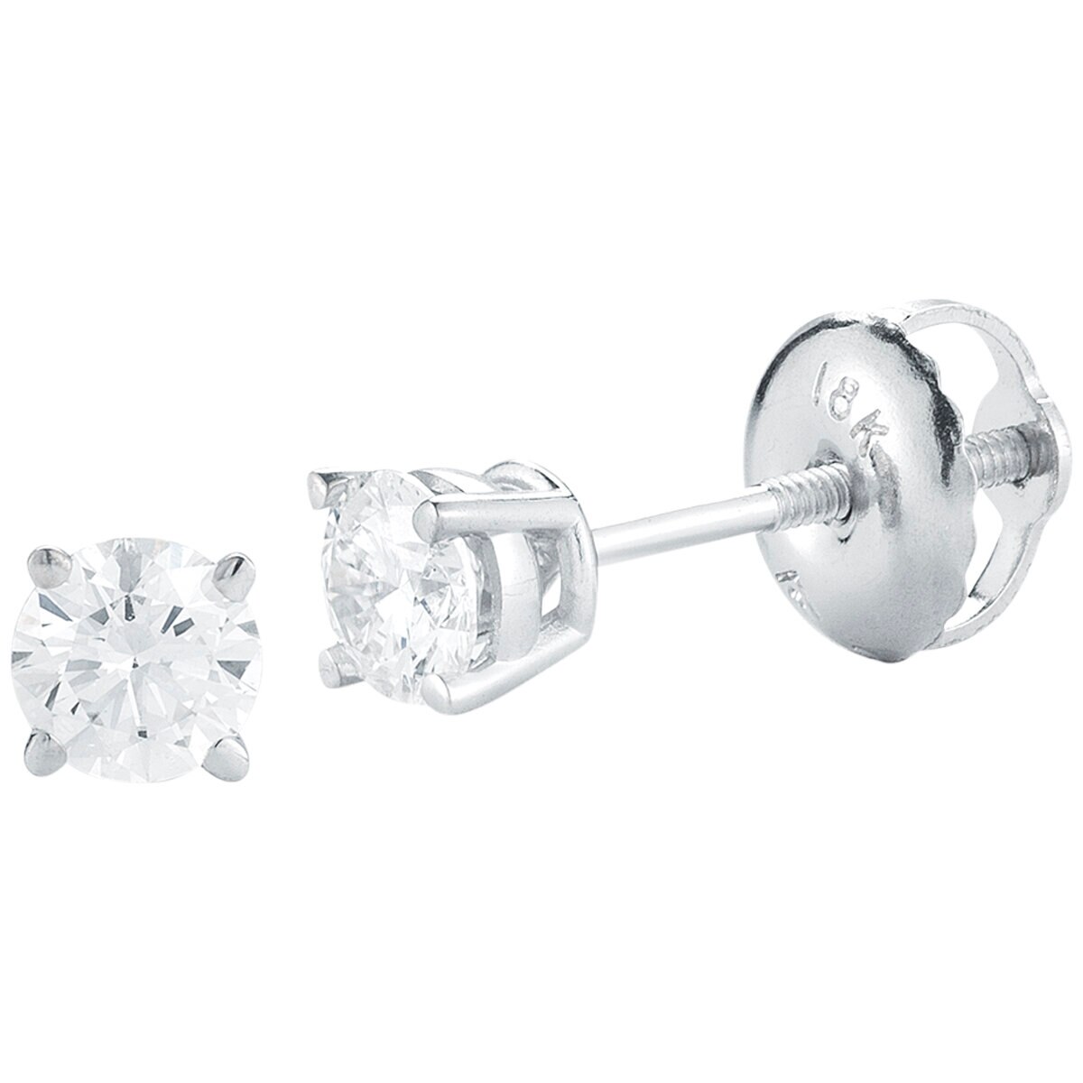 18KT White Gold 0.23CTW Round Brilliant Cut Solitaire Earring