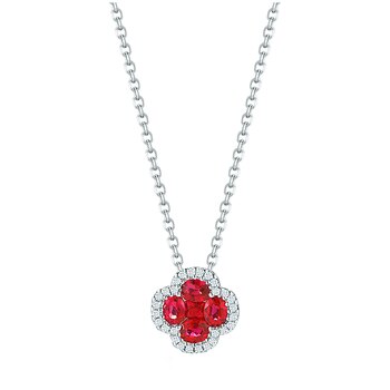 18KT White Gold Ruby and Diamond Pendant