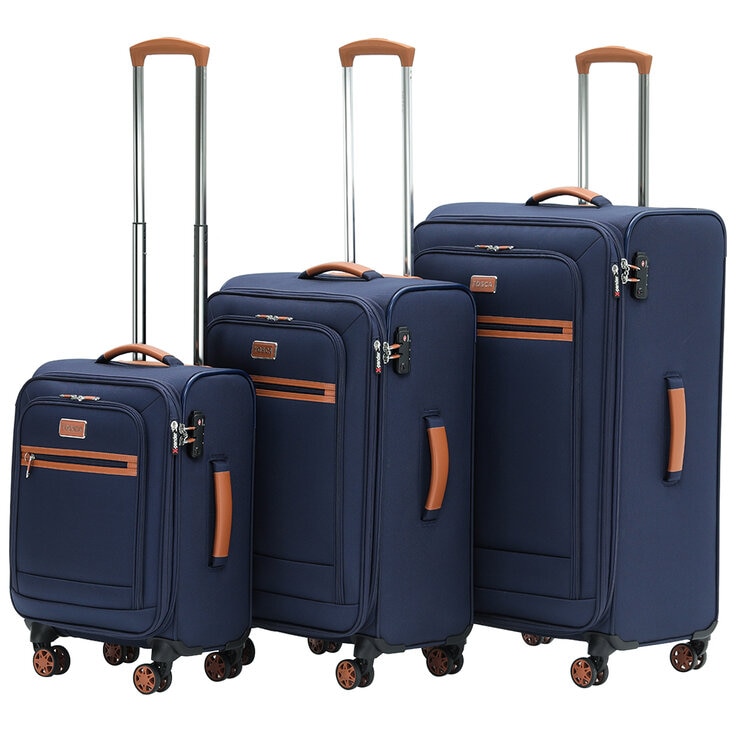 Tosca Park Avenue 3 Piece Luggage Set Navy Tan