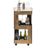 Wine Stash Miniature Bar Cart with Marble Top Industrial