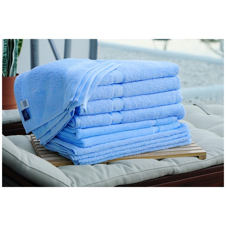 Kingtex Plain Dyed Combed Cotton Bath Sheet Set 14pc Mid blue Costco
