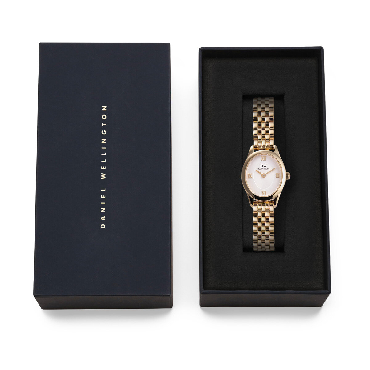 Daniel Wellington Ophelia Mini White Dial Gold Beans Link Strap Women's Watch DW00100803