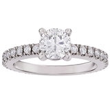 18KT White Gold 1.35ctw Round Diamond Cut 1.00ctw Centre Ring