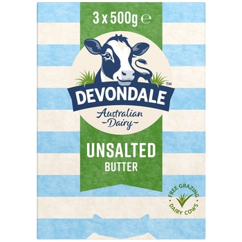 Devondale Unsalted Butter 3 x 500g