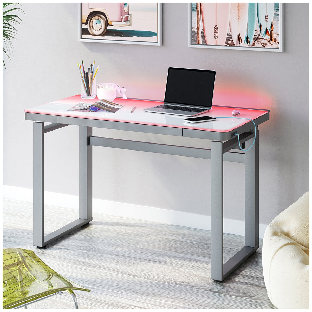 Tresanti Aurora Height-Adjustable Desk With LED Lighting