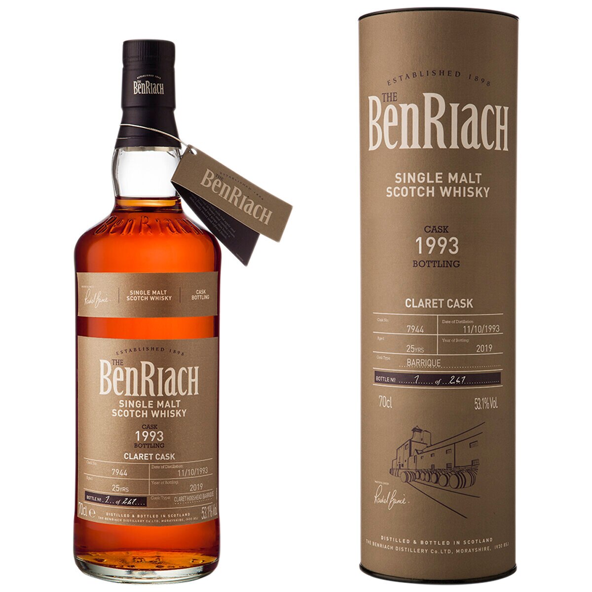 BenRiach 25 Years Old 1993 Single Cask #7944 Single Malt Scotch Whisky 700ml