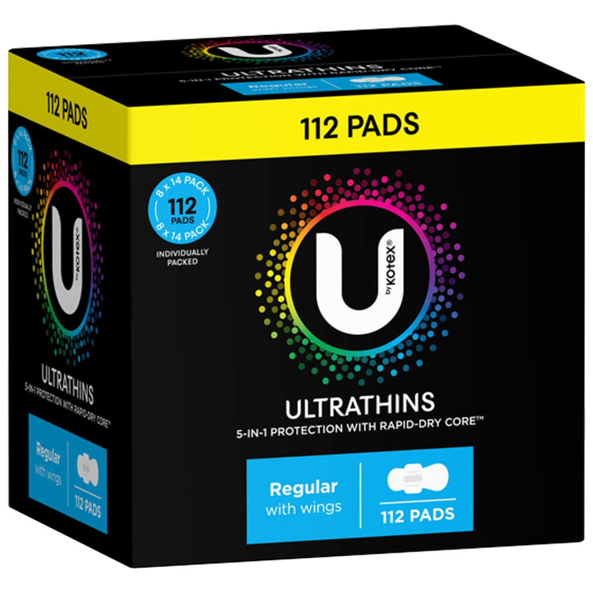 U By Kotex Ultrathin Regular Pads With Wings 112 Pack