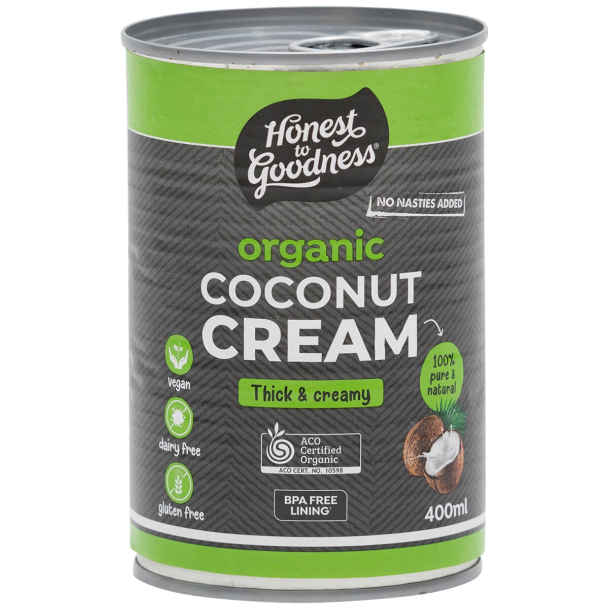 Honest to Goodness Organic Coconut Cream 6x400ml