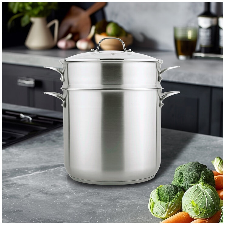 Linkfair Stainless Steel Stockpot With Steamer 15L