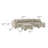 Thomasville 3 Piece Fabric Sectional with Storage Ottoman