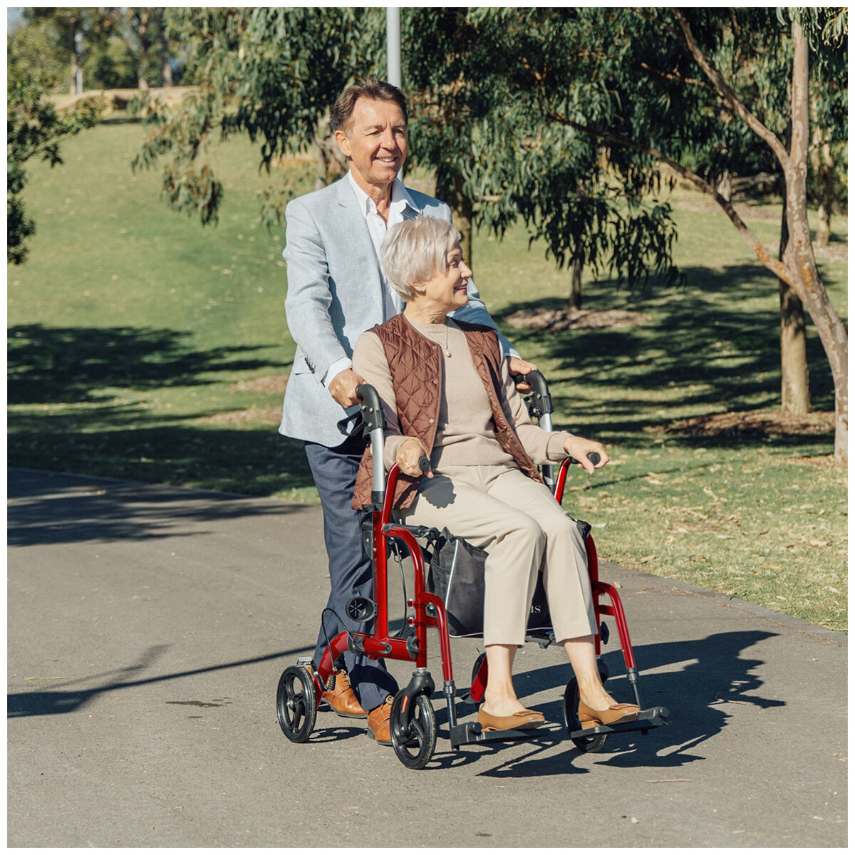 Altus Hybrid Duo 2 In 1 Mobility Rollator And Transit Wheelchair Red