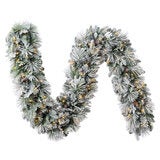 Pre-Lit Flocked Christmas Garland with Micro LED Lights 2.7m Pre-Lit Flocked Christmas Garland with Micro LED Lights 2.7m