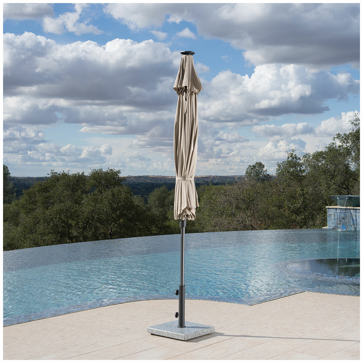 SunVilla Tan LED Market Umbrella 3M