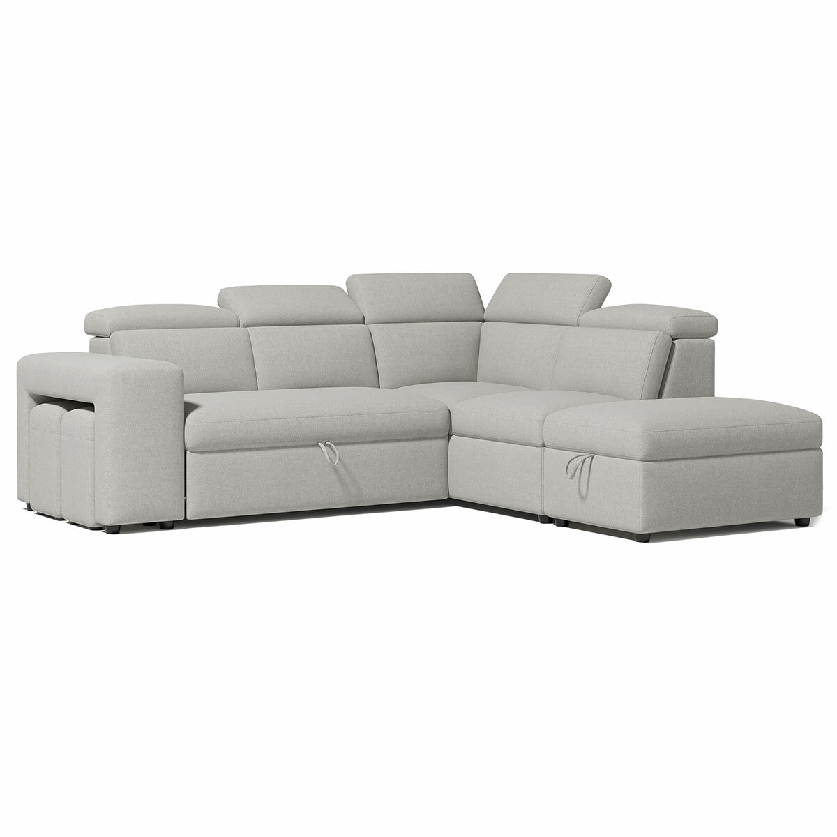 Valencia Finn Fabric Sectional Lounge Bed Right Storage Ottoman Light Grey Valencia Finn Fabric Sectional Lounge Bed Right Storage Ottoman Light Grey