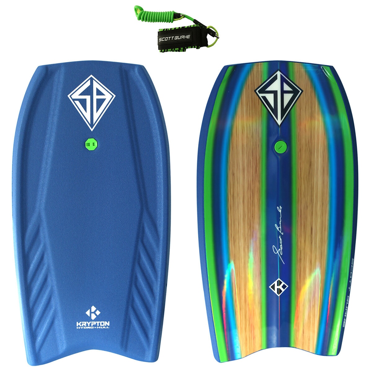 Scott Burke Surf Krypton EPS Bodyboard With Leash Blue
