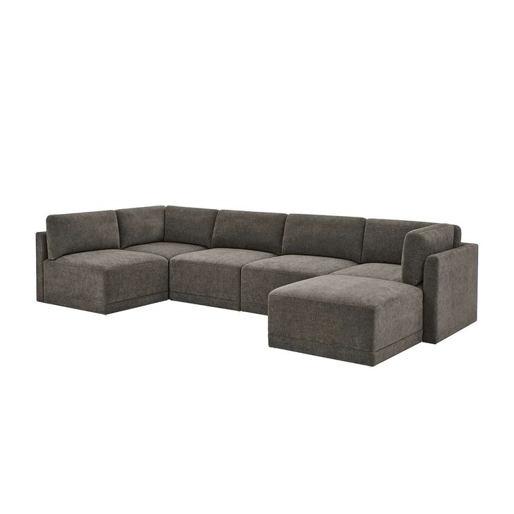 Thomasville 6PC Fabric Modular Sectional with Ottoman Grey