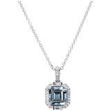 18KT White Gold Aquamarine and Diamond Pendant