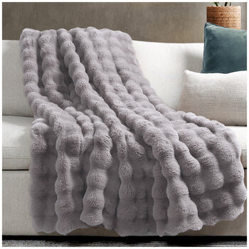 House & Home Bubble Faux Fur Throw 152 x 177cm