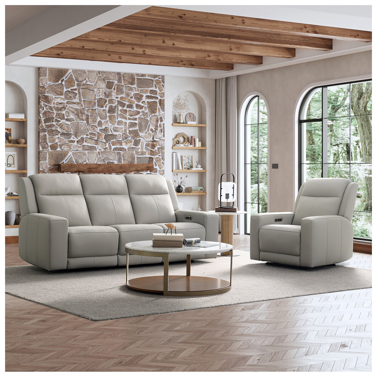 Simon Li Furniture Leather Power Reclining Sofa