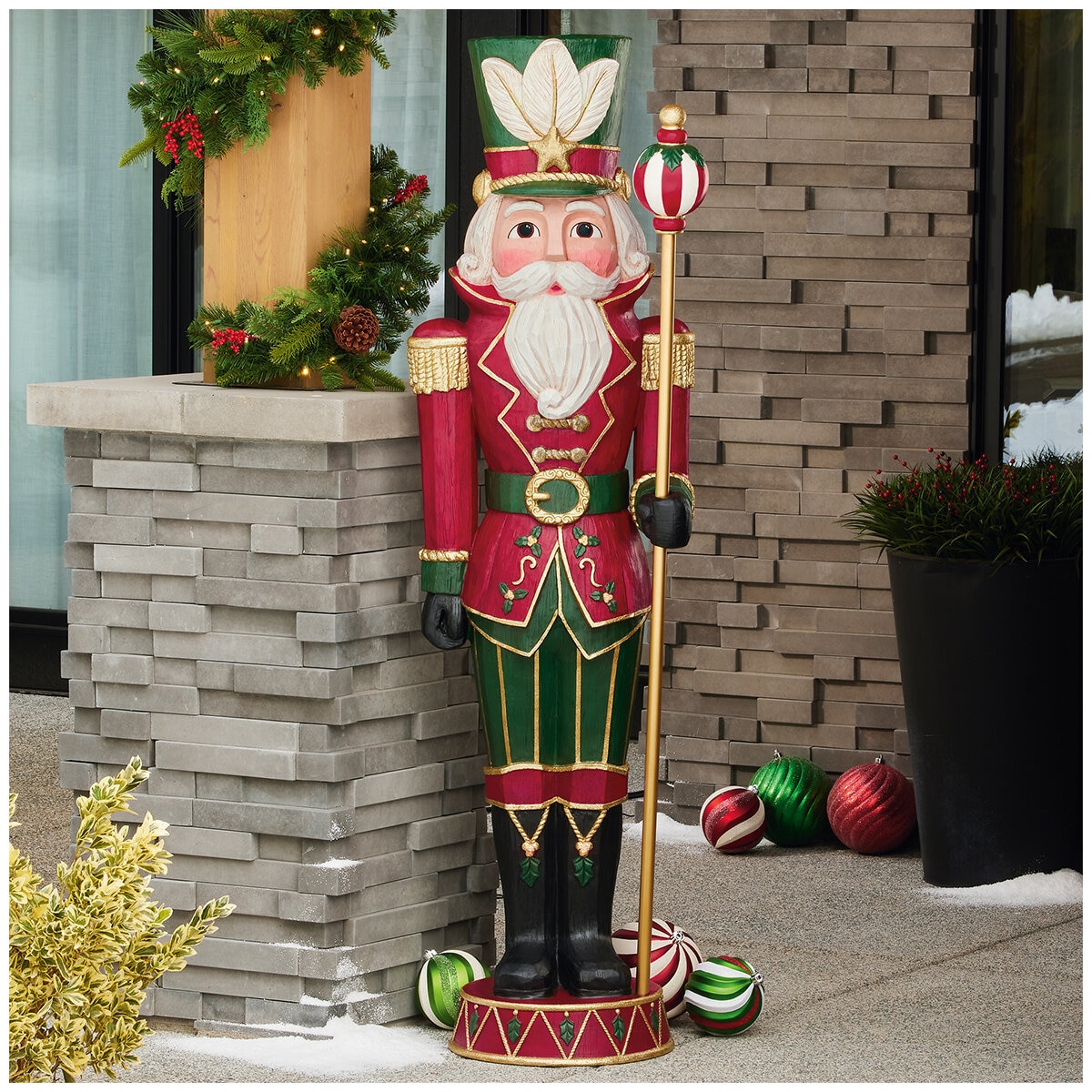 1.8m Unlit Wood Carved Nutcracker
