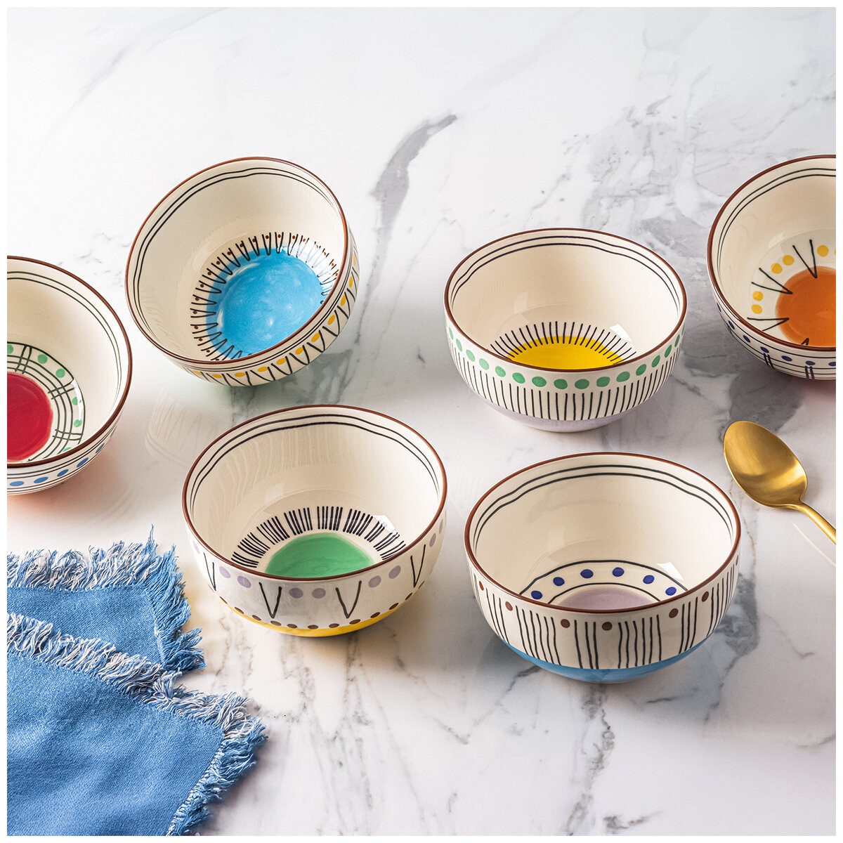 over&back Stardust Stoneware Bowls 6 Piece Set