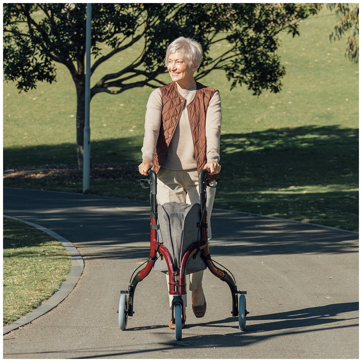 Altus Premium Lightweight 3 Wheel Rollator Walker With Convenient Storage Bag Red