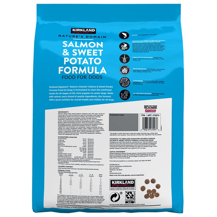 Kirkland Signature Nature's Domain Salmon Meal And Sweet Potato Formula Dog Food 15.87kg