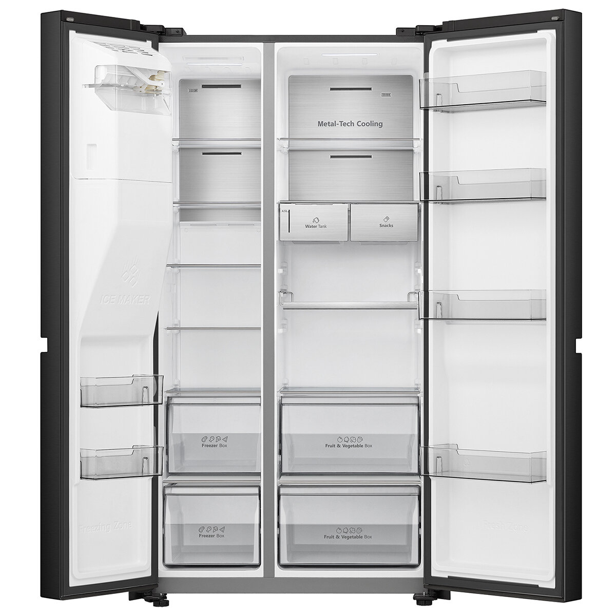 Hisense 632L Side By Side Refrigerator Black HRSBS632BW