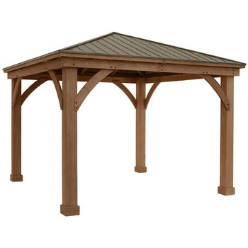 Yardistry 3.68m x 3.68m Wood Gazebo With Aluminium Roof
