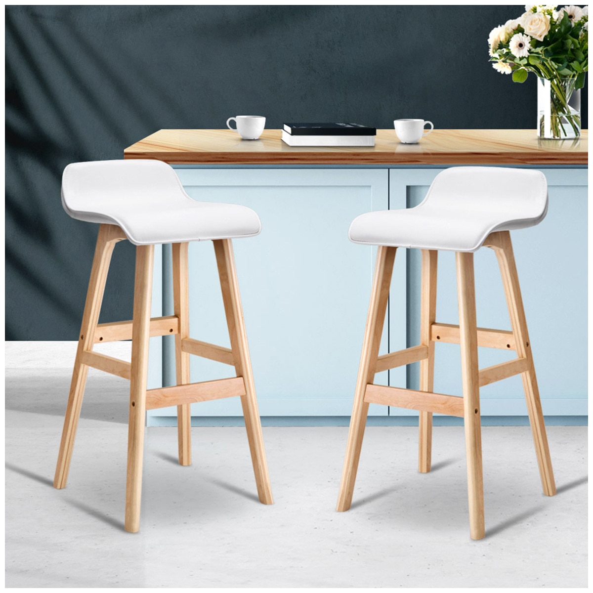 Artiss White 2PK Sliva Barstool