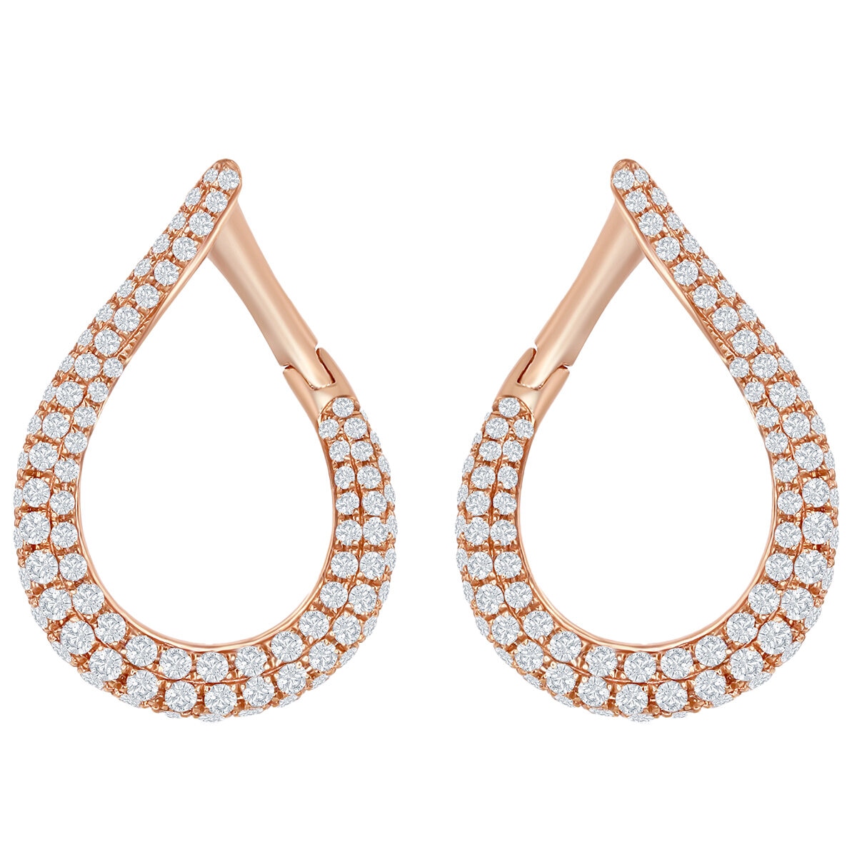18KT Rose Gold 1.34ctw Diamond Tear Earrings