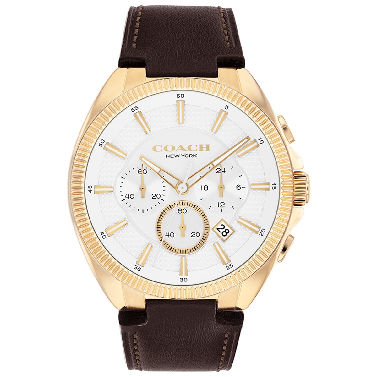 Coach Jackson Brown Leather Strap White Dial Men's Watch 14602746