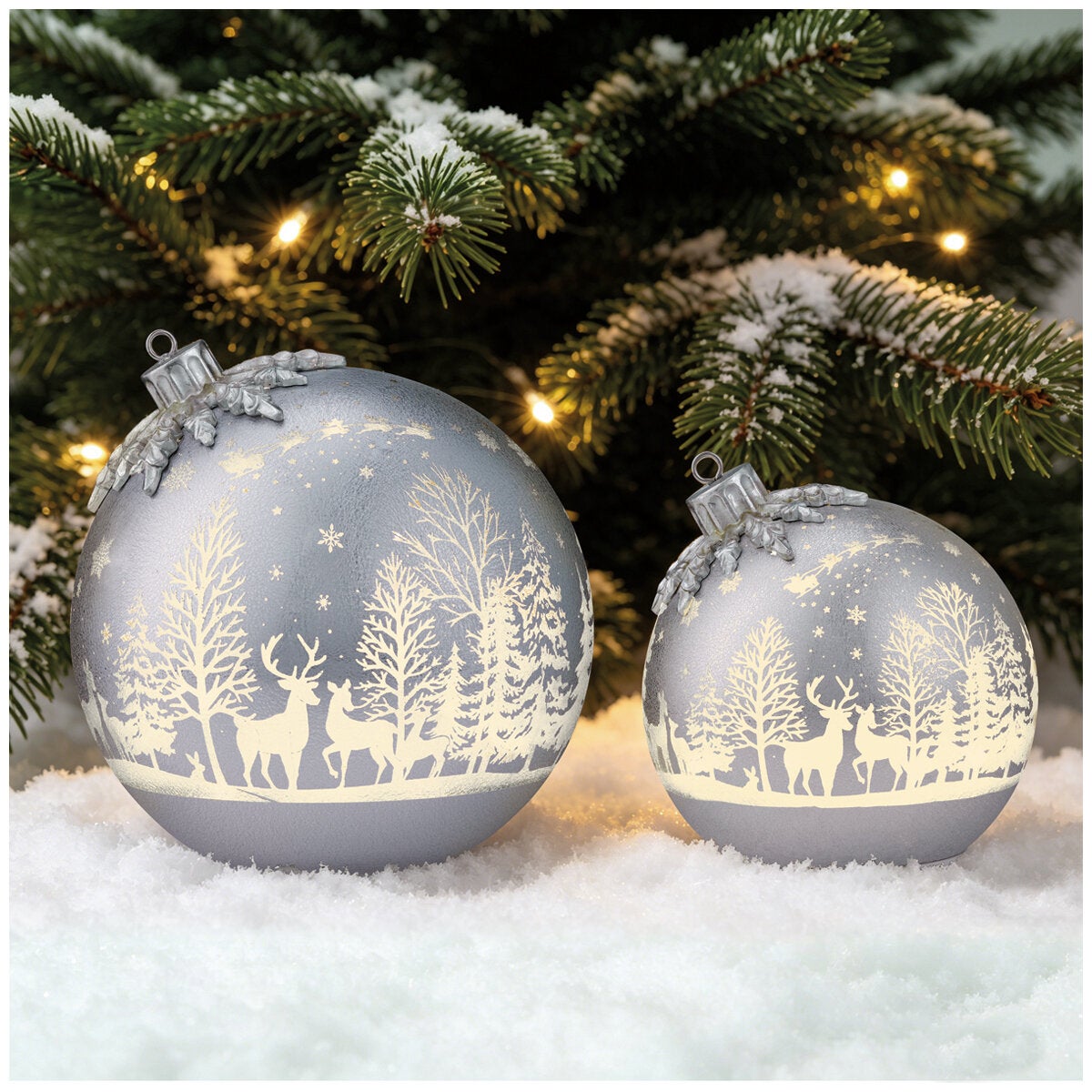 Seasonal Rotating Glass Balls Assortment 2 Piece Set Silver Seasonal Rotating Glass Balls Assortment 2 Piece Set Silver