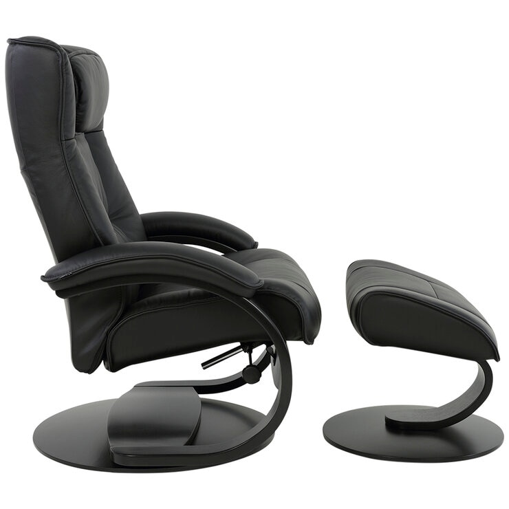Moran Fjords Regent C-Base Large Chair and Ottoman Black