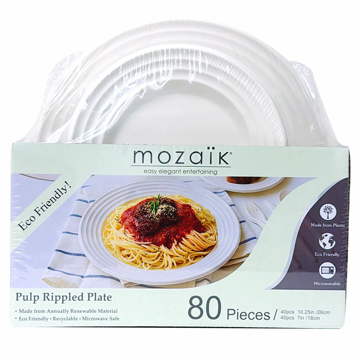 Mozaik Round Rippled Plates 80 Count