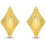 18KT Yellow Gold Diamond Shaped Stud Earrings