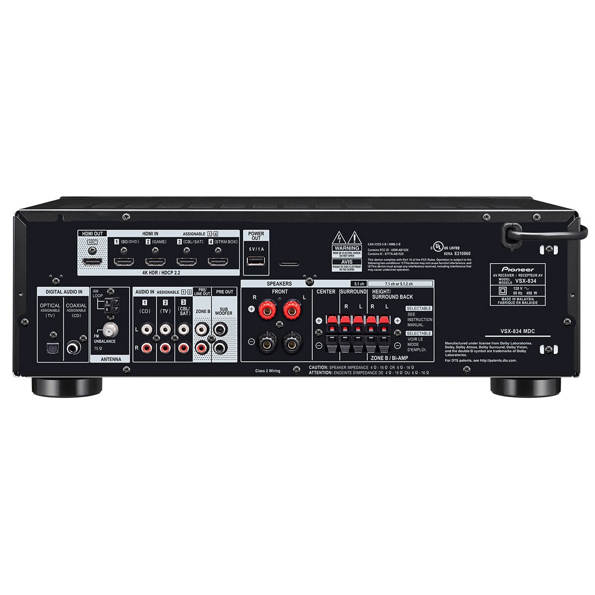 Pioneer 7.2ch 4k Dolby Atmos Amplifier VSX834
