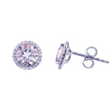 0.15ctw Diamond with Round Morganite Earrings