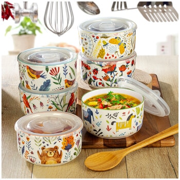 Signature Microwaveable Bowls With Lids 6 Piece Set