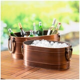 Farmhouse Galvanised Oval Bins 2 x Pack