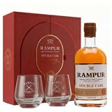 Rampur Double Cask Indian Single Malt Whisky 700ml and 2 Glass Gift Pack