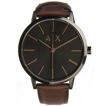 Armani Exchange Black Men's Watch With Leather Strap AX2706
