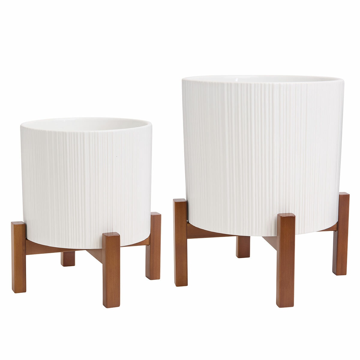 Ceramic Planters On Stand (Set of 2)