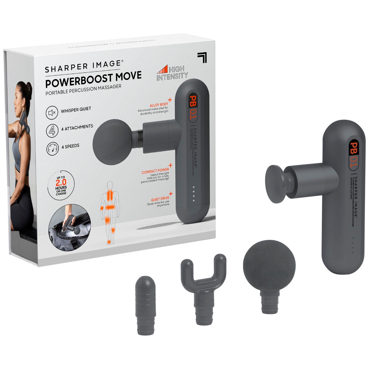 Sharper Image Powerboost Move Portable Percussion Massage...